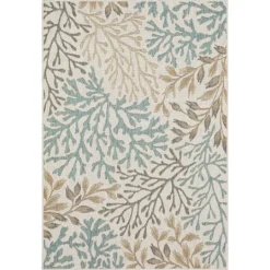 Kirkland's Home Ikat Coral White Sand Outdoor Area Rug, 5X7- Outdoor Rugs