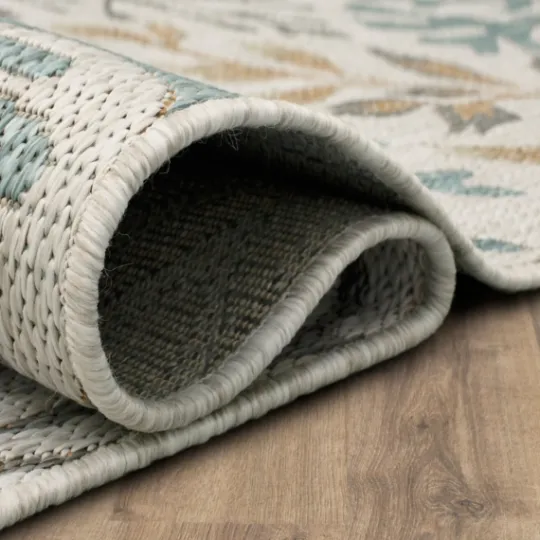 Kirkland's Home Ikat Coral White Sand Outdoor Area Rug, 5X7- Outdoor Rugs