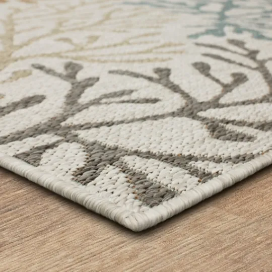 Kirkland's Home Ikat Coral White Sand Outdoor Area Rug, 5X7- Outdoor Rugs