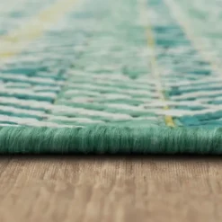 Kirkland's Home Ikat Diamond Green Outdoor Area Rug, 5X7- Outdoor Rugs