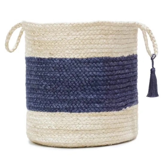 Kirkland's Home Indigo Bold Striped Jute Basket, 19 In.- Baskets & Boxes