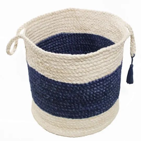 Kirkland's Home Indigo Bold Striped Jute Basket, 17 In.- Baskets & Boxes