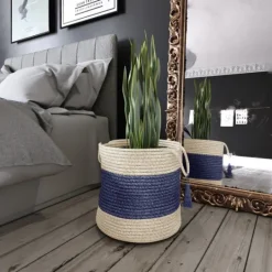 Kirkland's Home Indigo Bold Striped Jute Basket, 17 In.- Baskets & Boxes