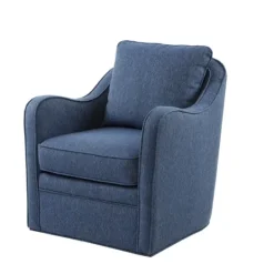 Kirkland's Home Indigo Curved Arm Swivel Accent Chair- Accent Chairs