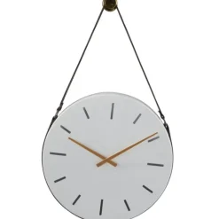 Kirkland's Home Industrial Leather Strap Hanging Wall Clock- Clocks