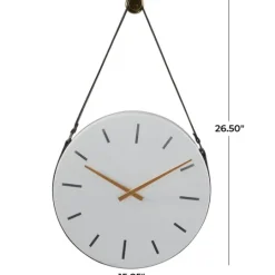 Kirkland's Home Industrial Leather Strap Hanging Wall Clock- Clocks