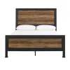 Kirkland's Home Industrial Rustic Oak Queen Bed With Metal Frame- Beds & Headboards