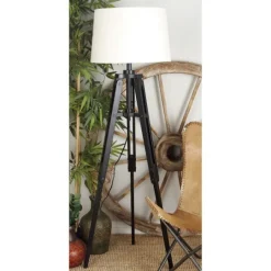 Kirkland's Home Industrial Tripod Wooden Floor Lamp- Floor Lamps