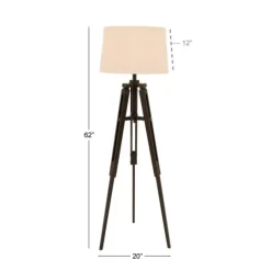 Kirkland's Home Industrial Tripod Wooden Floor Lamp- Floor Lamps