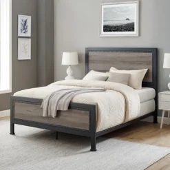Kirkland's Home Industrial Wood Queen Bed With Metal Frame- Beds & Headboards