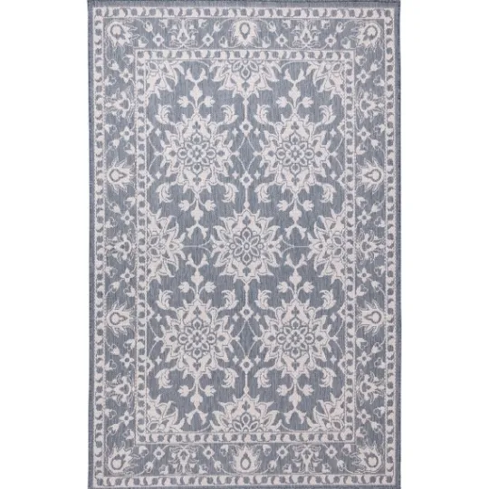 Kirkland's Home Irene Blue Daffodil Outdoor Area Rug, 7X9- Outdoor Rugs