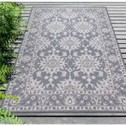 Kirkland's Home Irene Blue Daffodil Outdoor Area Rug, 7X9- Outdoor Rugs