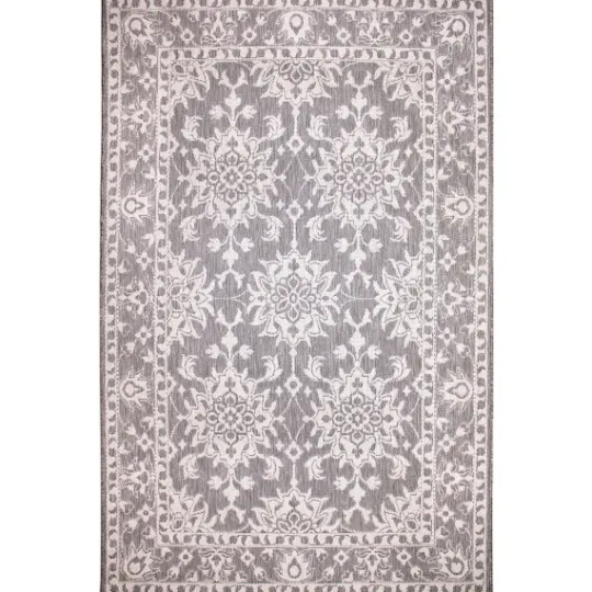 Kirkland's Home Irene Gray Daffodil Outdoor Area Rug, 4X7- Outdoor Rugs