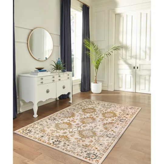 Kirkland's Home Irene Yellow Daffodil Outdoor Area Rug, 4X7- Outdoor Rugs