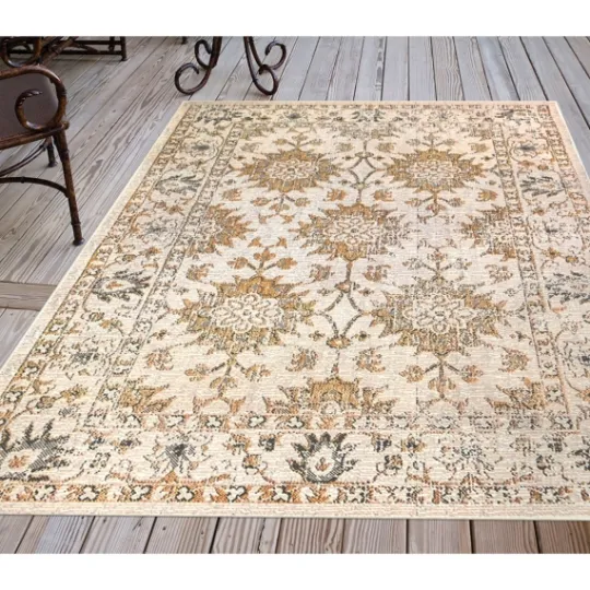 Kirkland's Home Irene Yellow Daffodil Outdoor Area Rug, 4X7- Outdoor Rugs