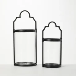 Kirkland's Home Iron And Glass Svelte Lanterns, Set Of 2- Lanterns