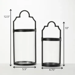 Kirkland's Home Iron And Glass Svelte Lanterns, Set Of 2- Lanterns