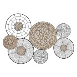 Kirkland's Home Iron And Wood Layered Plates Wall Plaque- Wall Plaques