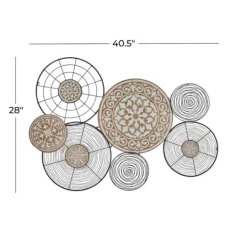 Kirkland's Home Iron And Wood Layered Plates Wall Plaque- Wall Plaques