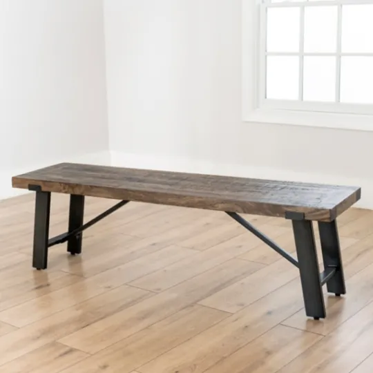 Kirkland's Home Ivan Wood And Metal Dining Bench- Dining Chairs