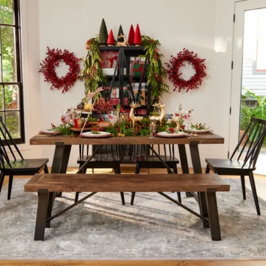 Kirkland's Home Ivan Wood And Metal Dining Bench- Dining Chairs