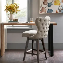 Kirkland's Home Ivey High Wingback Swivel Counter Stool- Bar Stools & Counter Height Stools