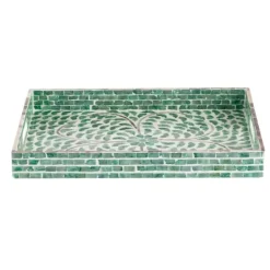 Kirkland's Home Ivory And Clover Mosaic Capiz Shell Tray, 17 In.- Decorative Trays