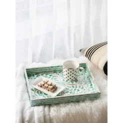 Kirkland's Home Ivory And Clover Mosaic Capiz Shell Tray, 17 In.- Decorative Trays