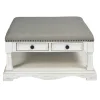 Kirkland's Home Ivory And Gray Upholstered Square Coffee Table- Coffee Tables