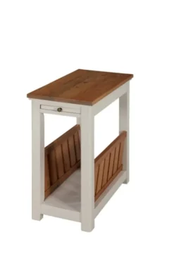 Kirkland's Home Ivory And Natural Wood Magazine Shelf Accent Table- Accent & End Tables
