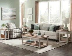 Kirkland's Home Ivory And Natural Wood Magazine Shelf Accent Table- Accent & End Tables