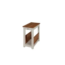 Kirkland's Home Ivory And Natural Wood Magazine Shelf Accent Table- Accent & End Tables