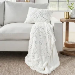 Kirkland's Home Ivory And Silver Metallic Branches Throw- Blankets & Throws