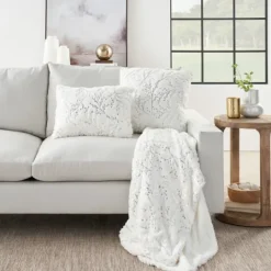 Kirkland's Home Ivory And Silver Metallic Branches Throw- Blankets & Throws