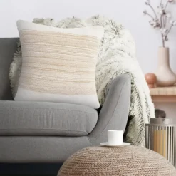 Kirkland's Home Ivory Border Natural Close Woven Jute Pillow- Pillows