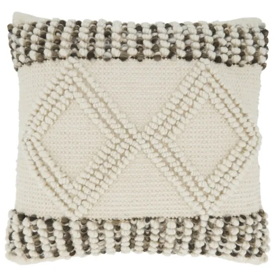 Kirkland's Home Ivory Diamond Woven Textured Polyester Pillow- Pillows
