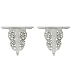 Kirkland's Home Ivory Distressed Carved 2-Pc. Wall Shelf Set- Shelves