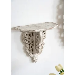 Kirkland's Home Ivory Distressed Carved 2-Pc. Wall Shelf Set- Shelves