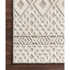 Kirkland's Home Ivory Geometric Stripes Outdoor Area Rug, 5X7- Outdoor Rugs