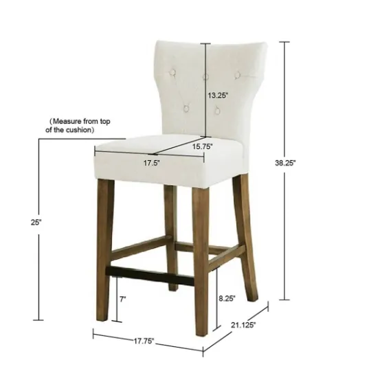 Kirkland's Home Ivory Harrison Tufted Counter Stool- Bar Stools & Counter Height Stools