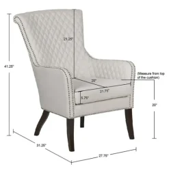 Kirkland's Home Ivory Lanea Quilted Accent Chair With Silver Studs- Accent Chairs