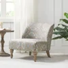 Kirkland's Home Ivory Medallion Wide Frame Slipper Accent Chair- Accent Chairs