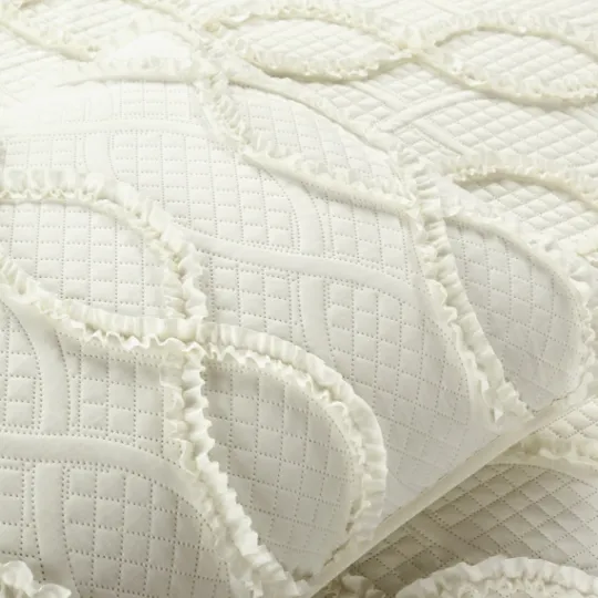 Kirkland's Home Ivory Trellis Ruffles 3-Pc. King Quilt Set- Quilts