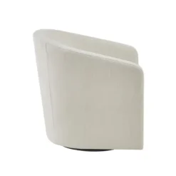 Kirkland's Home Ivory Upholstered Low Back Swivel Accent Chair- Accent Chairs