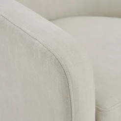 Kirkland's Home Ivory Upholstered Low Back Swivel Accent Chair- Accent Chairs