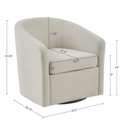 Kirkland's Home Ivory Upholstered Low Back Swivel Accent Chair- Accent Chairs