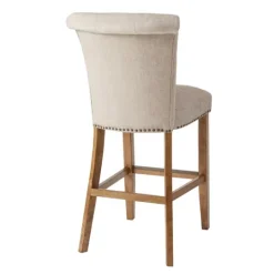 Kirkland's Home Ivory Wesley Tufted Bar Stool With Nailhead Trim- Bar Stools & Counter Height Stools