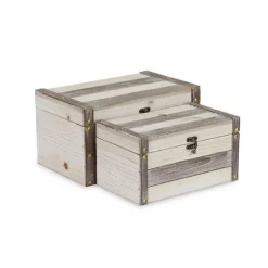 Kirkland's Home Ivory Wood And Metal Boxes, Set Of 2- Baskets & Boxes