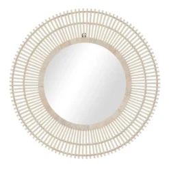 Kirkland's Home Ivory Woven Bamboo Sunburst Wall Mirror- Decorative Mirrors