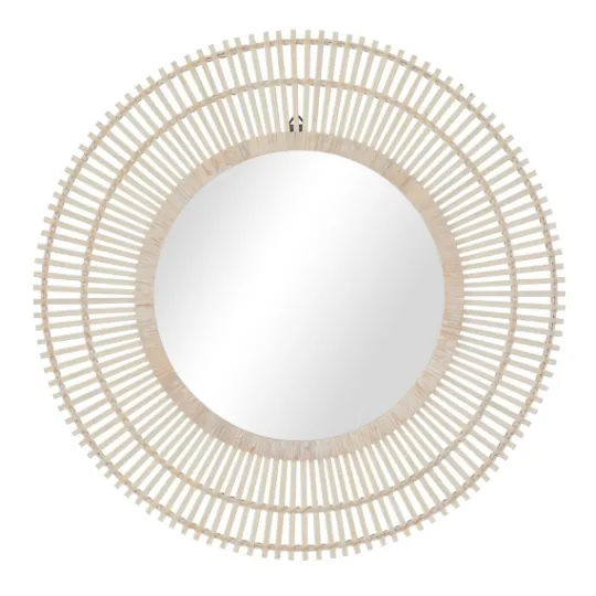Kirkland's Home Ivory Woven Bamboo Sunburst Wall Mirror- Decorative Mirrors